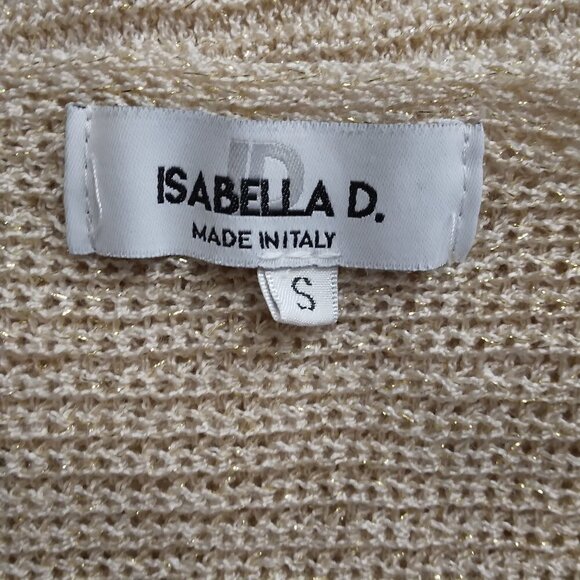 Isabella D |  Loose Knit Pull On Sweater Made in Italy Metallic Ecru | Size S - Picture 6 of 8